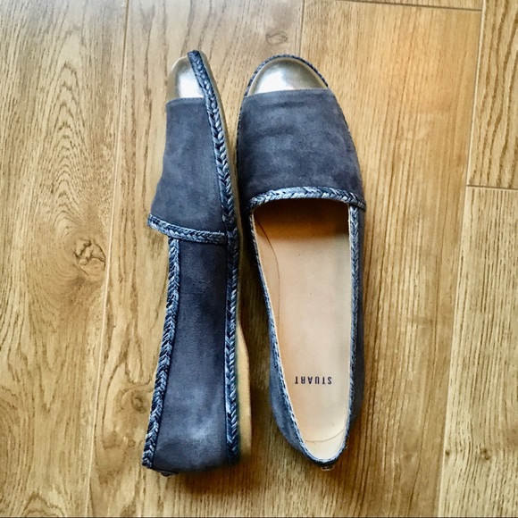 STUART WEITZMAN Suede Slip-on Blue Shoes with Metal detail in size 8.5 - Picture 3 of 9